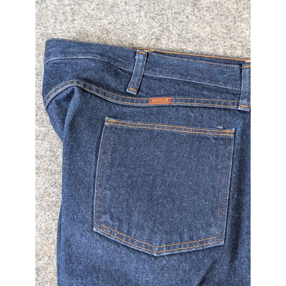 Rustler Mens Regular Fit Denim Jeans Indigo Blue Cotton 87619PW 44x30 Starched - Picture 4 of 11